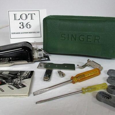 Vintage Singer Sewing Buttonholer With Booklet, Templates, Feeder Cover and Screwdrivers In Original Box