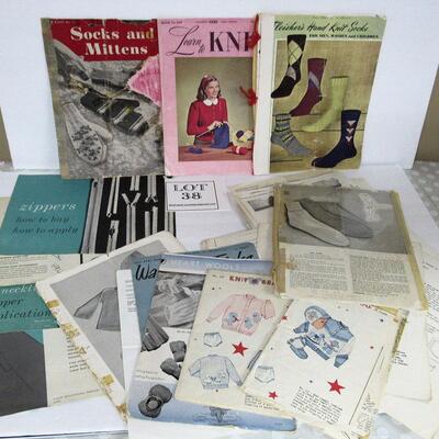 Vintage Knitting Booklets and Handouts, and Patterns and How To Install Zipper Instructions