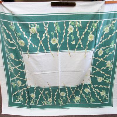 Vintage Huge Rectangular Tablecloth Pussywillow Pattern
