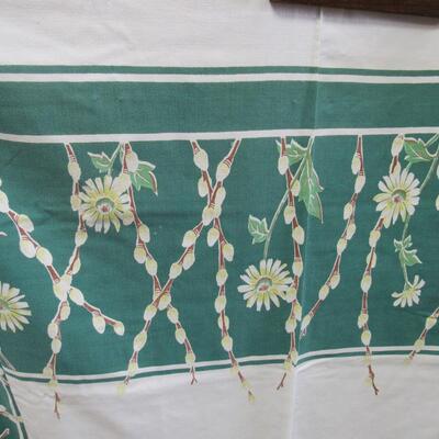 Vintage Huge Rectangular Tablecloth Pussywillow Pattern