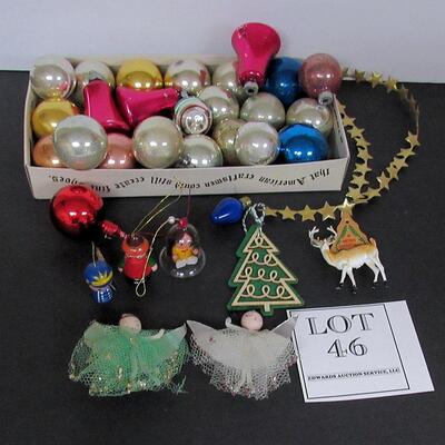 Lot of Vintage Christmas Ornaments, Some USA Some Czechoslovakia, 2 Angels