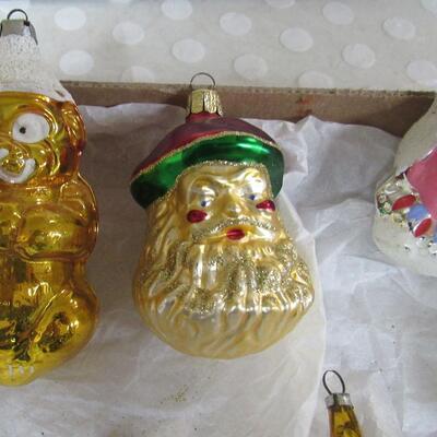 Lot of 6 Vintage Christmas Ornaments, West Germany, Czechoslovakia Girl Head