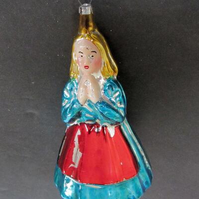 Lot of 6 Vintage Christmas Ornaments, West Germany, Czechoslovakia Girl Head