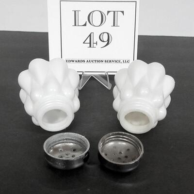 Vintage Fenton Teardrop Salt and Pepper Shakers, Milk Glass, Unsigned