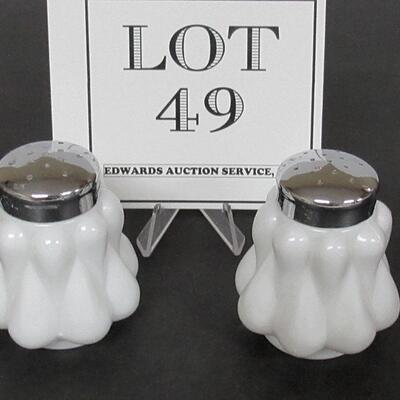 Vintage Fenton Teardrop Salt and Pepper Shakers, Milk Glass, Unsigned