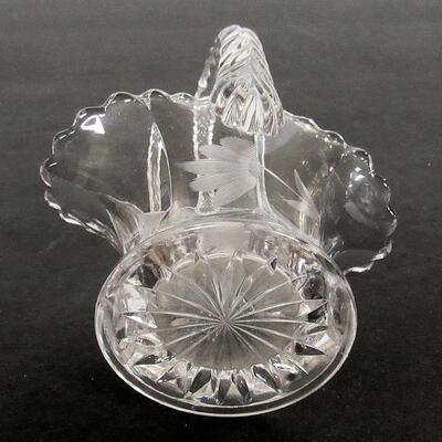 Small Clear Etched Glass Basket
