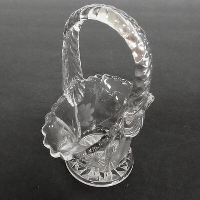 Small Clear Etched Glass Basket