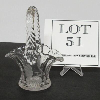 Small Clear Etched Glass Basket