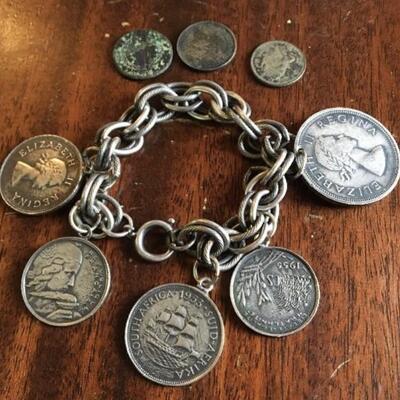 Vintage Silver Coin Bracelet and Coins 50g