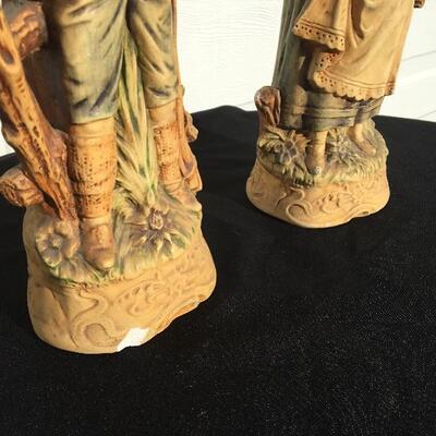 Pair of chalkware statues 14.5”h “As Is”