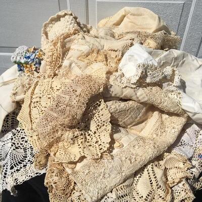 Huge lot of handmade linens and doilies 50+