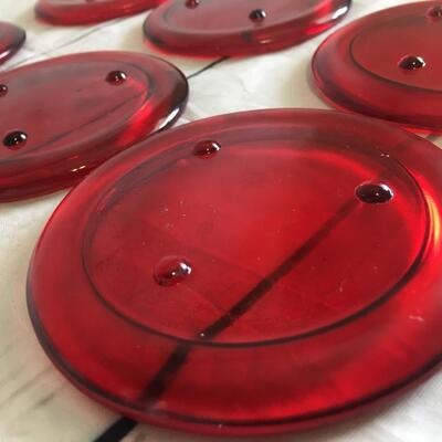 Set of 6 Red Glass Coasters