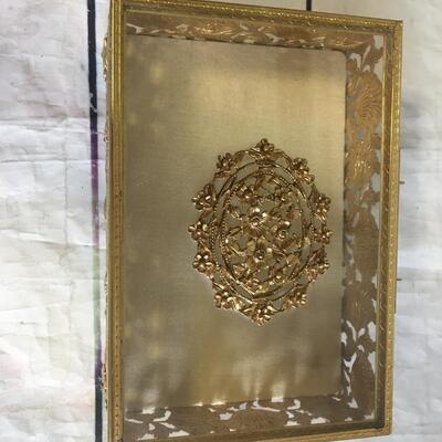 Vintage Gold and Glass Trinket/Jewelry Box