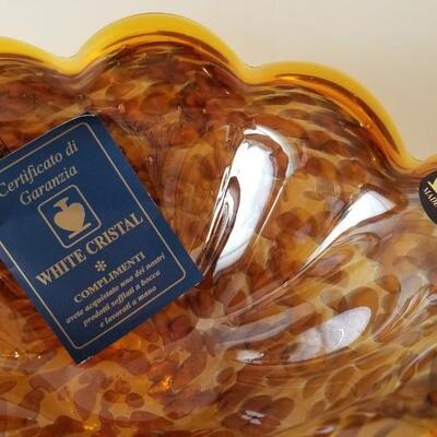 Lot #175  Beautiful Amber Compote - White Crystal Co., Italy