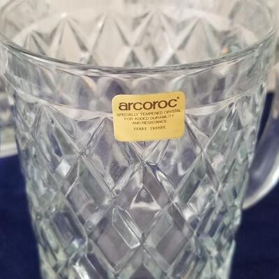 Lot #180   Set of 8 Arcoroc Crystal Mugs