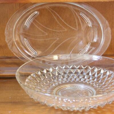 Lot 6 Lrg Glass Serving Platters (Leaf Pattern Pyrex)