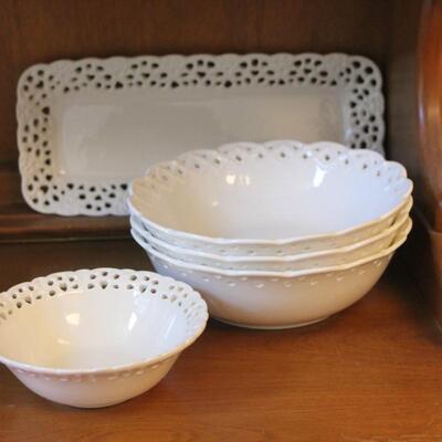 Lot 9 Decorative White Serving Dishes