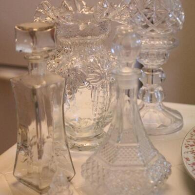 Lot 31 XL Glass Vase, Decanters & Candle