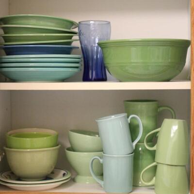 Lot 33 Ceramic Green and Blue Dishes