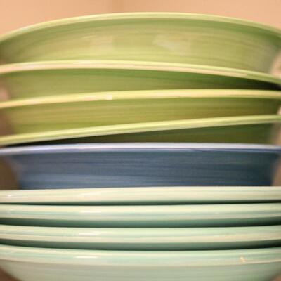 Lot 33 Ceramic Green and Blue Dishes