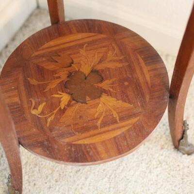 Lot 59 Antique Inlayed Wood Table 28" T