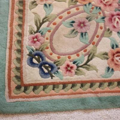 Lot 63 Lrg. Green Floral Rug 9x6