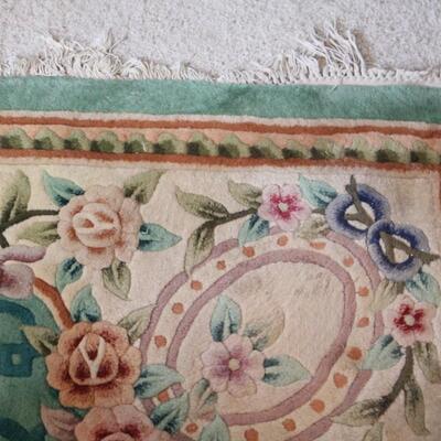 Lot 63 Lrg. Green Floral Rug 9x6