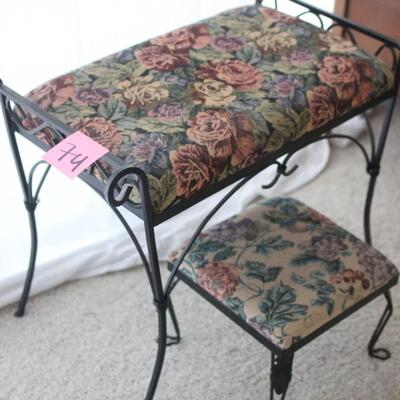 Lot 74 Iron Vanity Bench & Footstool