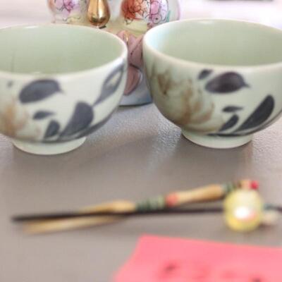 Lot 89 Incense Holder & Two Cups
