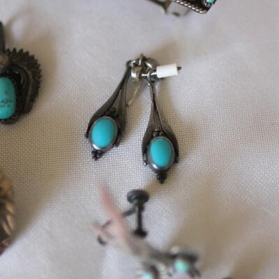 Lot 103 Turquoise/Sterling Silver Jewelry Lot (most marked)