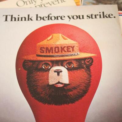 Lot 113 Vintage SMOKEY the Bear Advertising Posters