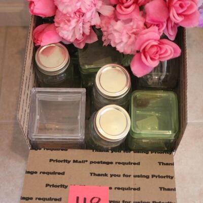 Lot 118 Box of Square Misc. Size Vases & Mason Jars