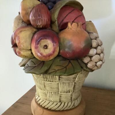 254. Basket of Fruit Lamp with Wooden Base 