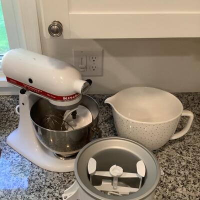 346. KitchenAid  with Accessories ( Ice cream maker ) & Vintage Aprons 