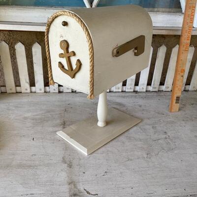 White and gold wooden anchor mailbox garden decor