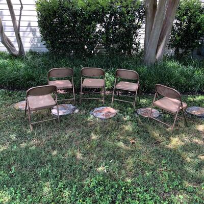 Lot 3 - (5) Small Metal Folding Chairs LOCAL PICK UP ONLY