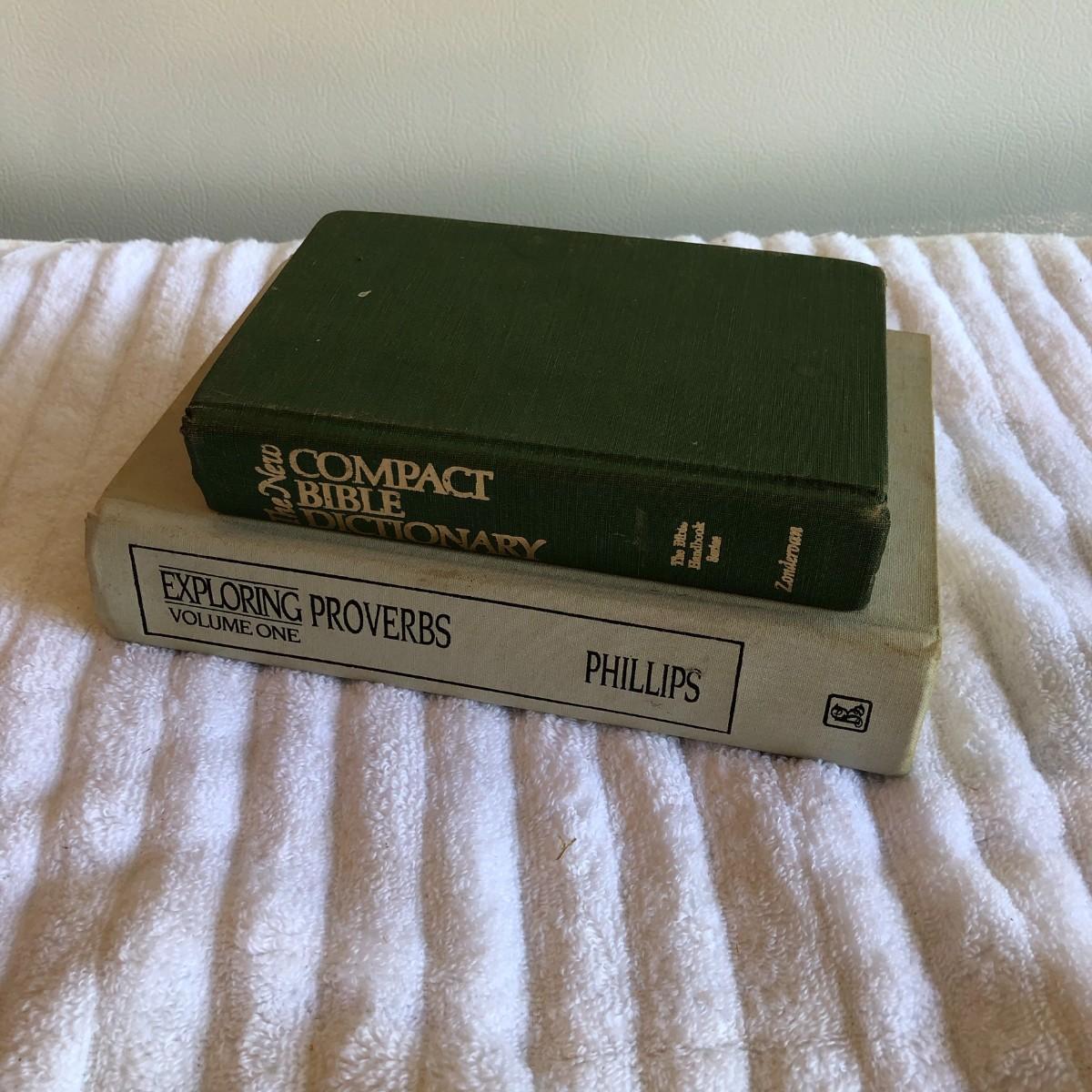 Lot 53 1977 Compact Bible Dictionary and 1995 Exploring Proverbs