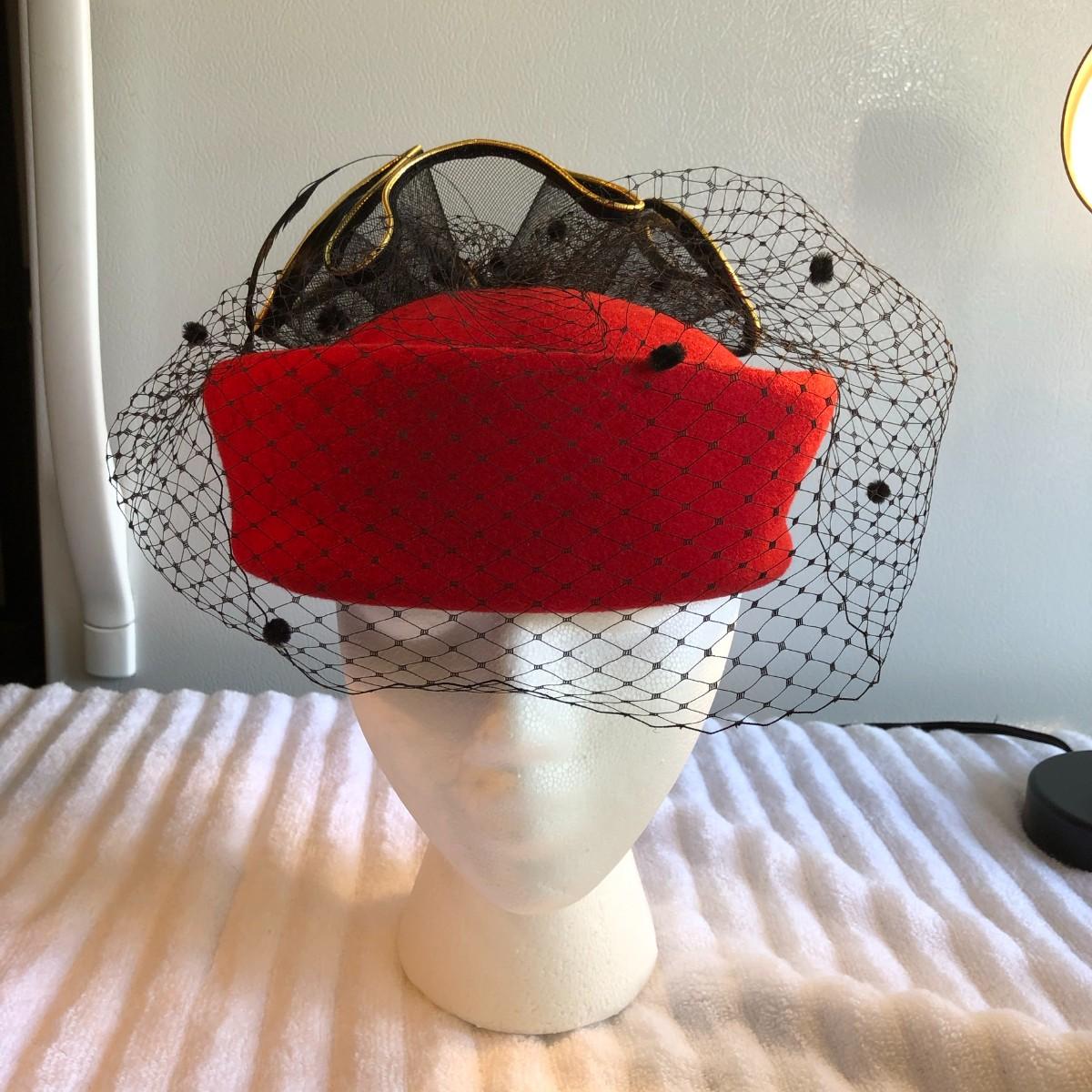 Lot 151 Red and Black Dress Hat