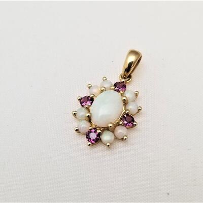 Lot #204  14kt Gold Opal & Amethyst Pendant