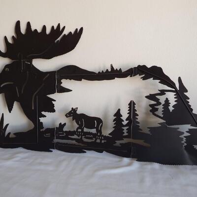 Metal Art Moose Scene