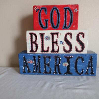 God Bless America Wood Blocks