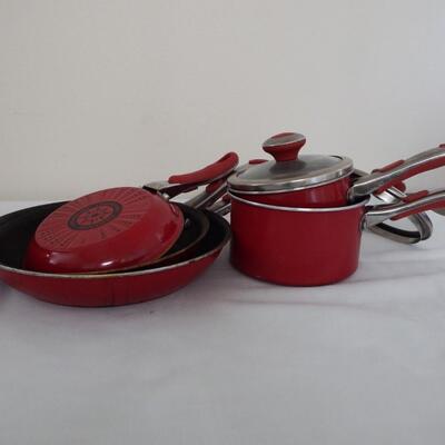 Set of Red Pots & Pans