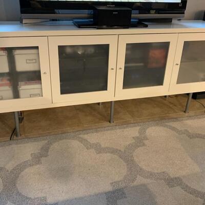 White  Frosted Glass Door TV Stand	