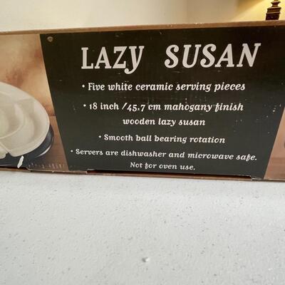 NIB Lazy Susan with 5 Ceramic Serving Pieces