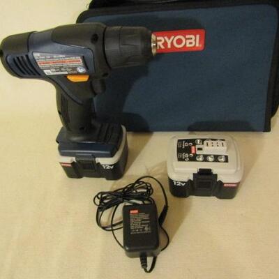 Ryobi Electric Drill with 2 Batteries, Charger, and Carry Case