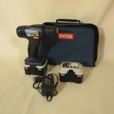 Ryobi Electric Drill with 2 Batteries, Charger, and Carry Case