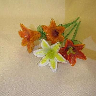 Decorative Art Glass Flowers- Approx. 19