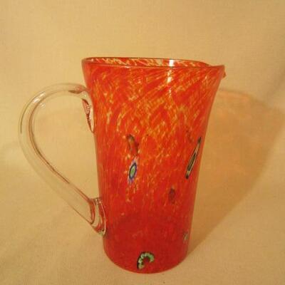 Decorative Art Glass Pitcher- 9 1/2