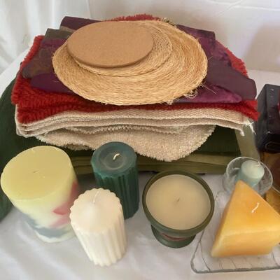 Lot 18 - Placemats, Candle Collection, Napkin Rings, and More 