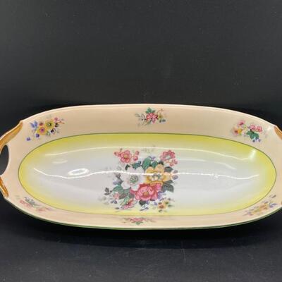 Vintage Floral Oval Serving Bowl Trinket Dish 